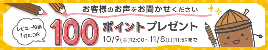 レビュー投稿1件につき100ポイントプレゼント
